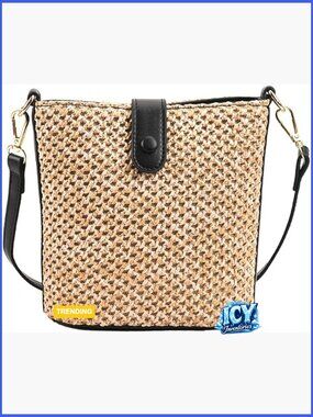 Straw Beach Crossbody Bag Rattan Purse Summer Raffia Handbag Shoulder Bag